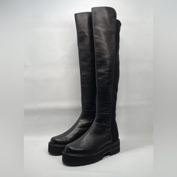 Stuart Weitzman 5050 Over-The-Knee Leather Combat Boots size 4.5 - Picture 3 of 16